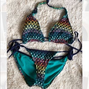 Vintage Colorful Bikini - Top L Bottom S